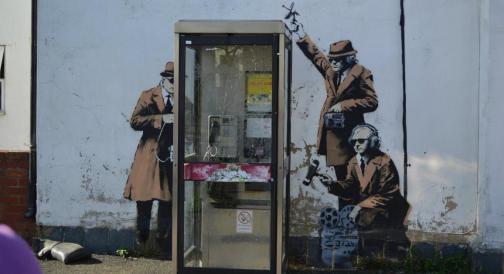 Banksy street art near GCHQ in Cheltenham
